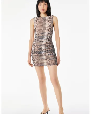 Rochie mini cambrata cu animal print, Multicolor