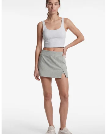 Fusta din amestec de modal cu pantaloni scurti pe interior, Gri melange