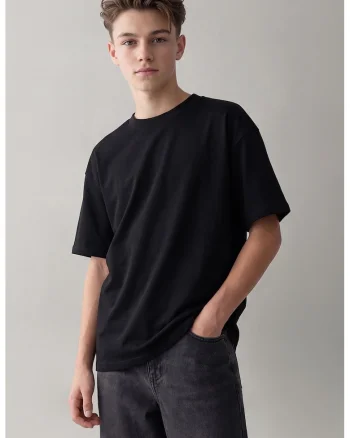Tricou uni de bumbac, Negru