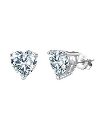 Cercei Inima Stud cu Zirconiu, Argint 925