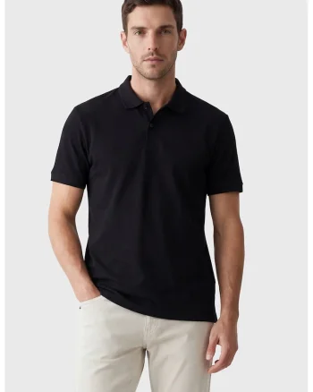 Tricou polo de bumbac, Negru