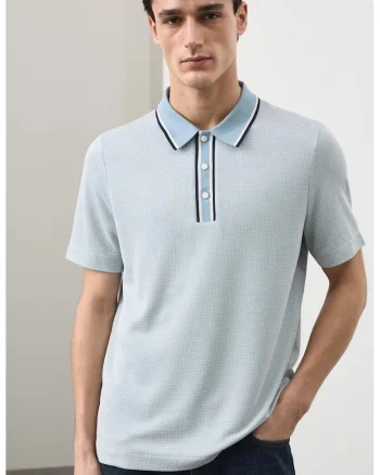 Tricou polo din amestec de modal, Albastru deschis