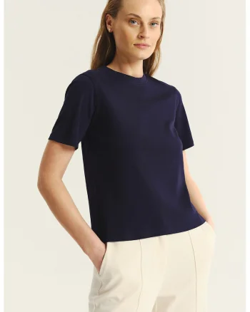 Tricou din bumbac cu model uni, Albastru ultramarin