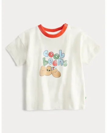 Tricou din bumbac cu imprimeu grafic si text, Portocaliu neon/Alb murdar