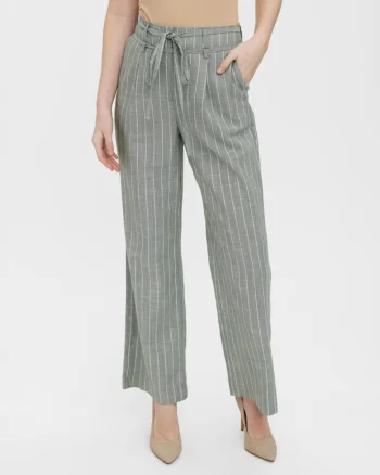 Pantaloni drepti cu talie inalta