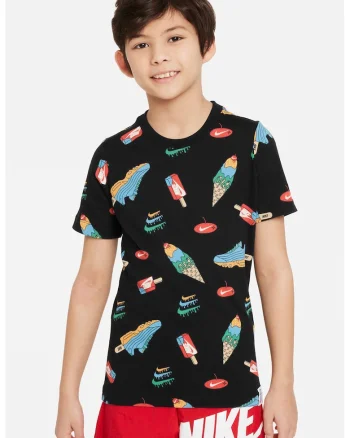 Tricou cu model si decolteu la baza gatului, Negru/Multicolor