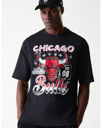 Tricou cu imprimeu grafic Chicago Bulls, Rosu/Negru
