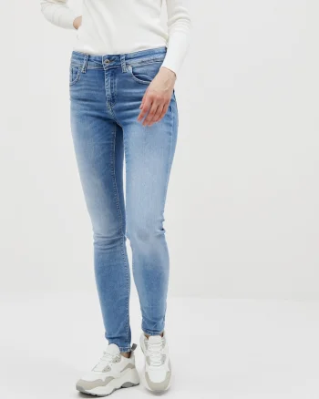 Blugi Slim Fit cu aspect decolorat