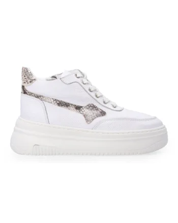 Pantofi sport din piele naturala neteda cu talpa wedge