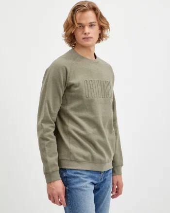 Bluza de trening cu decolteu la baza gatului si logo