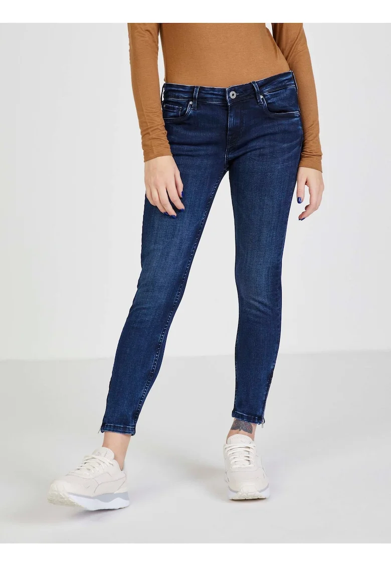 Blugi skinny cu buzunare si talie medie,