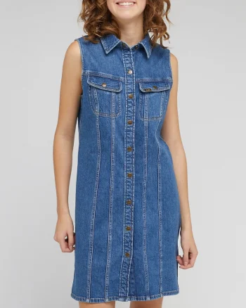 Rochie scurta din denim dreapta