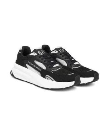 Tenisi barbati, Emporio Armani  alb/negru, piele ecologica