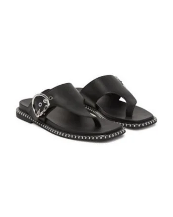 Slapi dama,  piele naturala, negru,