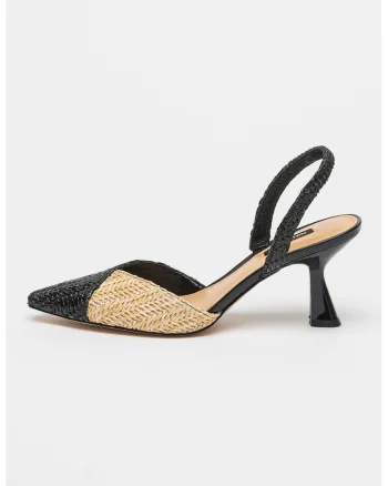 Pantofi slingback Maoua, Negru/Bej deschis