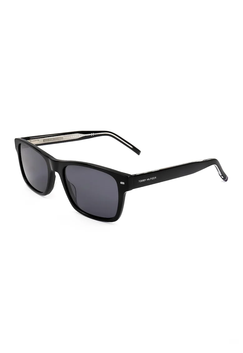 Ochelari de soare dreptunghiulari cu lentile uni, Negru