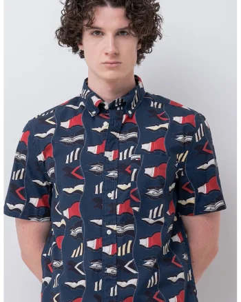 Camasa regular fit cu model grafic, Albastru inchis
