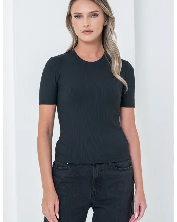 Tricou elastic din amestec de modal, Negru