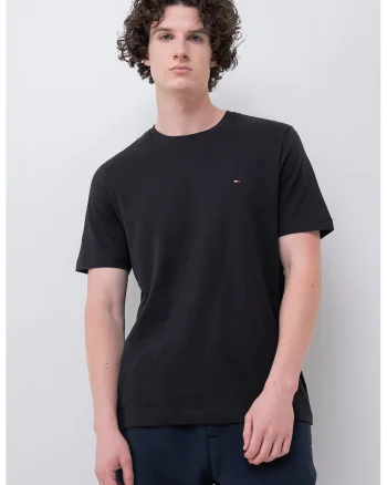 Tricou de bumbac organic cu logo discret, Negru