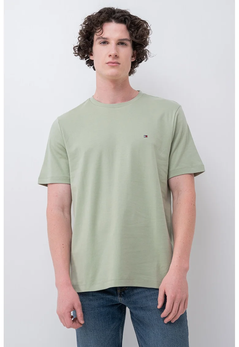 Tricou de bumbac organic cu logo discret, Verde deschis