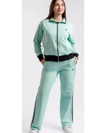 Trening din bumbac cu fermoar pentru dame, Verde