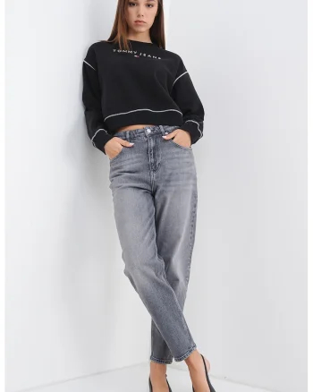 Bluza de trening crop lejera, Alb/Negru