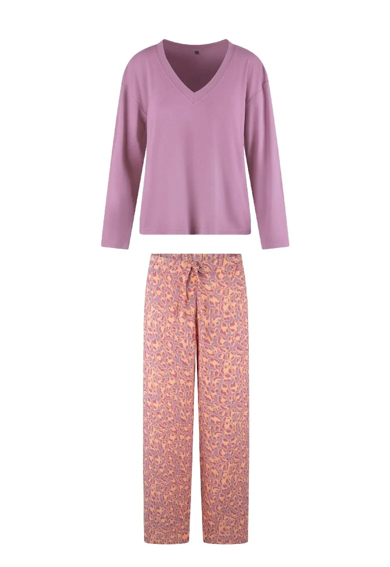 Pijama lejera cu decolteu in V, Multicolor