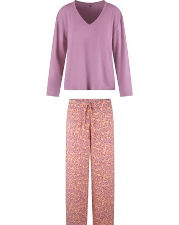 Pijama lejera cu decolteu in V, Multicolor