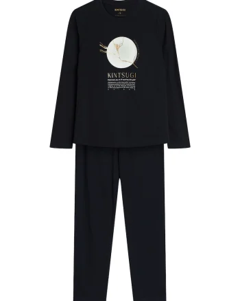 Pijama dama Dairoku,  Negru, Bumbac