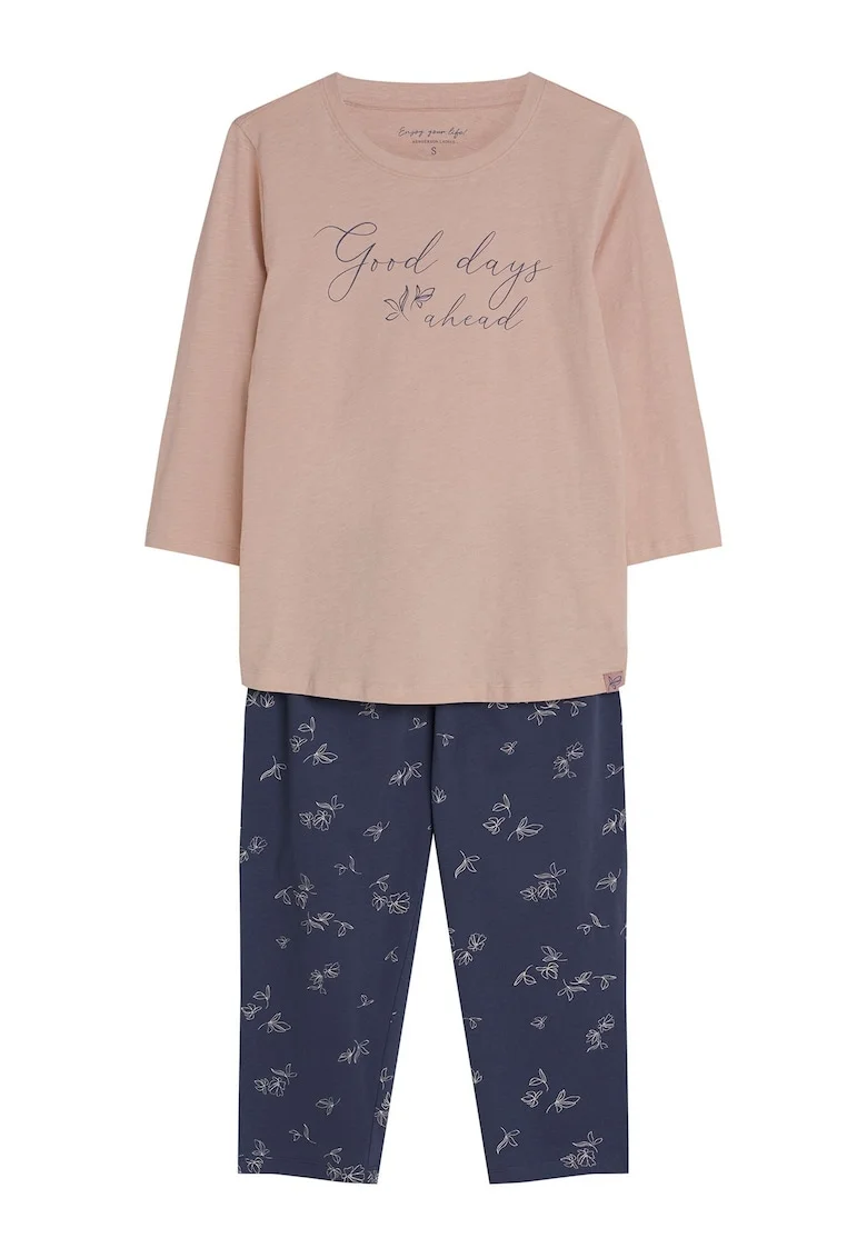 Pijama dama  Bumbac, Roz, Text