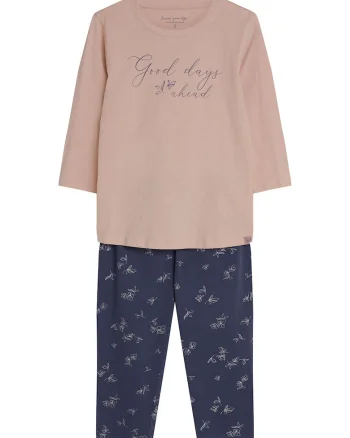 Pijama dama  Bumbac, Roz, Text