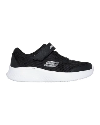 Pantofi sport Skech-Lite Pro cu insertii de piele ecologica si velcro, Negru/Alb optic