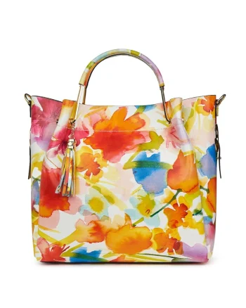Geanta dama din piele naturala Fabiana cu model floral FF1, Flori