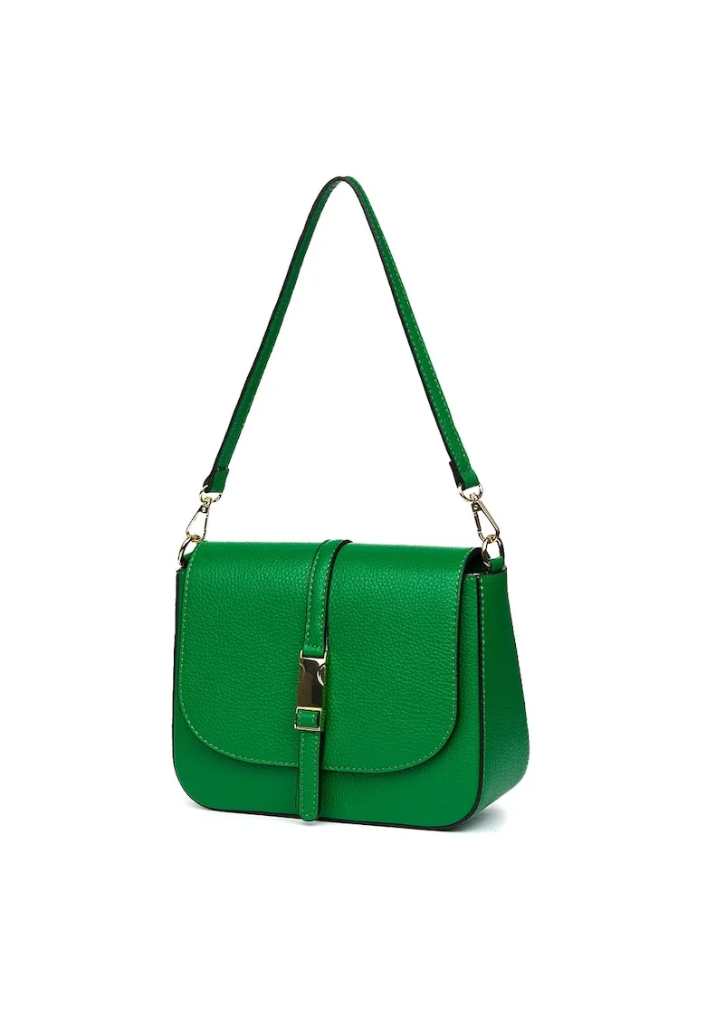 Poseta din piele naturala Aretha fucsia, Verde