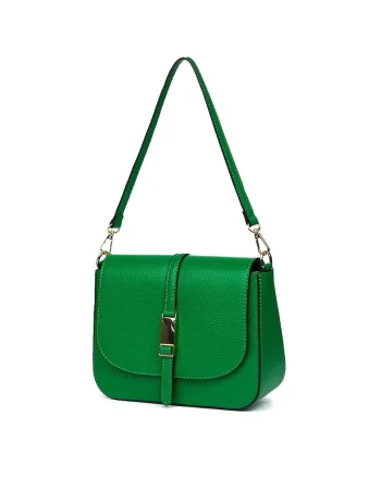 Poseta din piele naturala Aretha fucsia, Verde