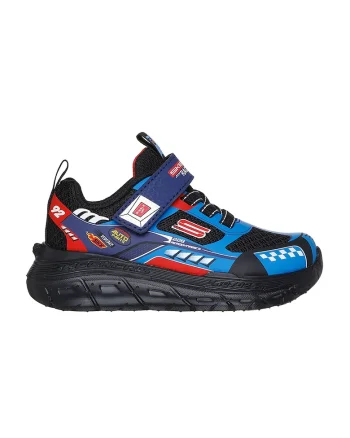 Pantofi sport cu velcro Skech Tracks, Negru/Albastru