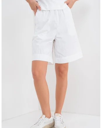Pantaloni scurti cu talie medie, Alb