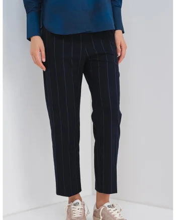 Pantaloni cu talie inalta si dungi, Albastru ultramarin