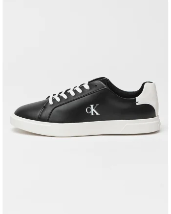 Pantofi sport din piele cu detaliu logo, Alb/Negru