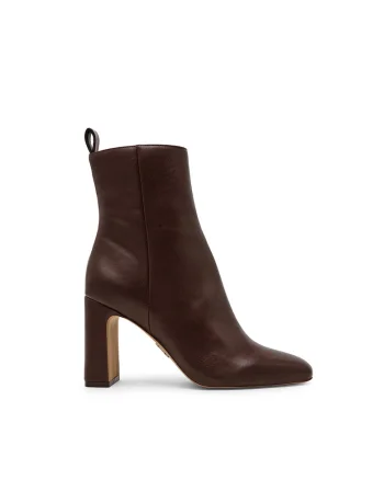 Botine de piele ecologica Adelise, Maro cognac