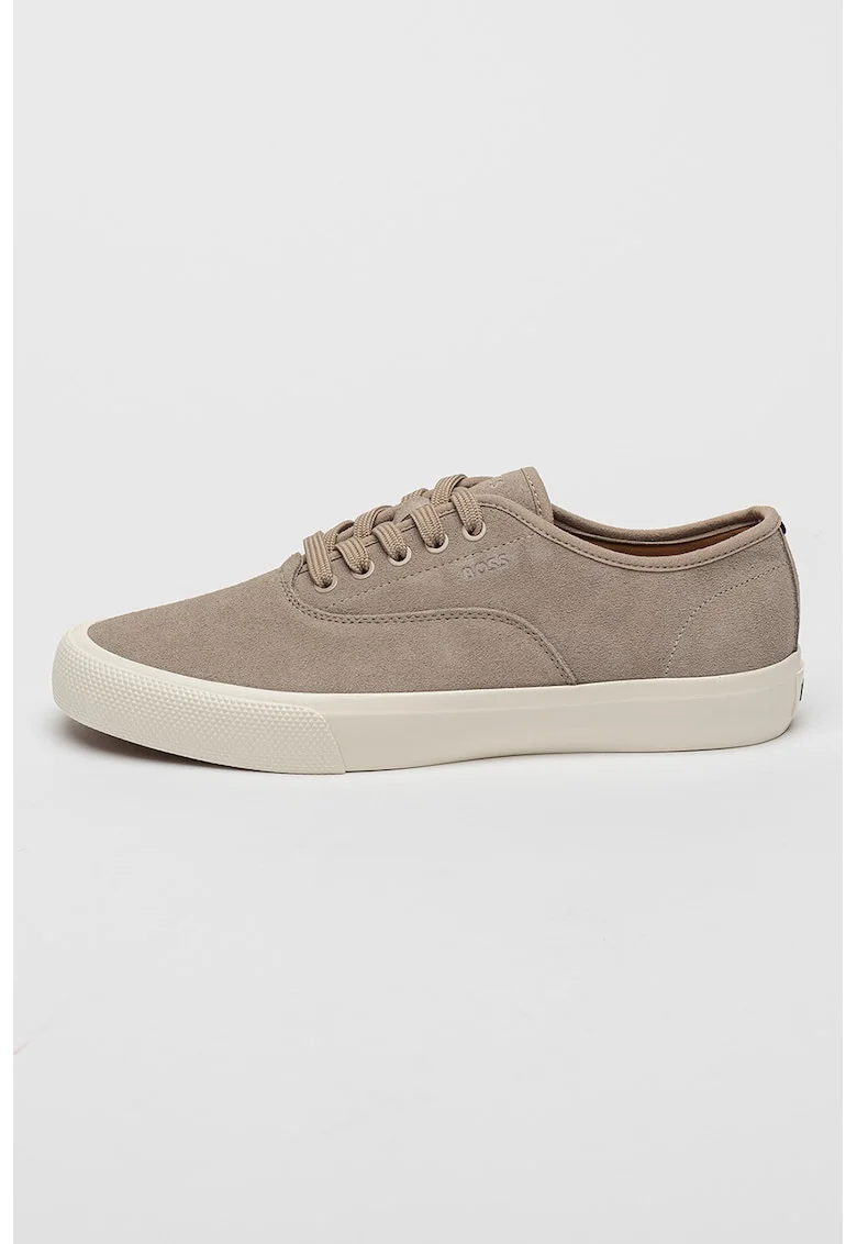 Pantofi sport de piele intoarsa cu sireturi, Bej deschis
