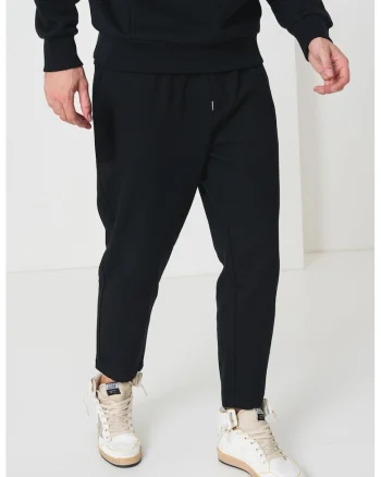 Pantaloni de trening din bumbac cu buzunare laterale, Negru