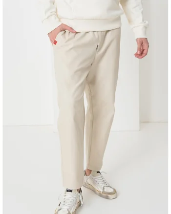 Pantaloni conici de bumbac, Alb fildes