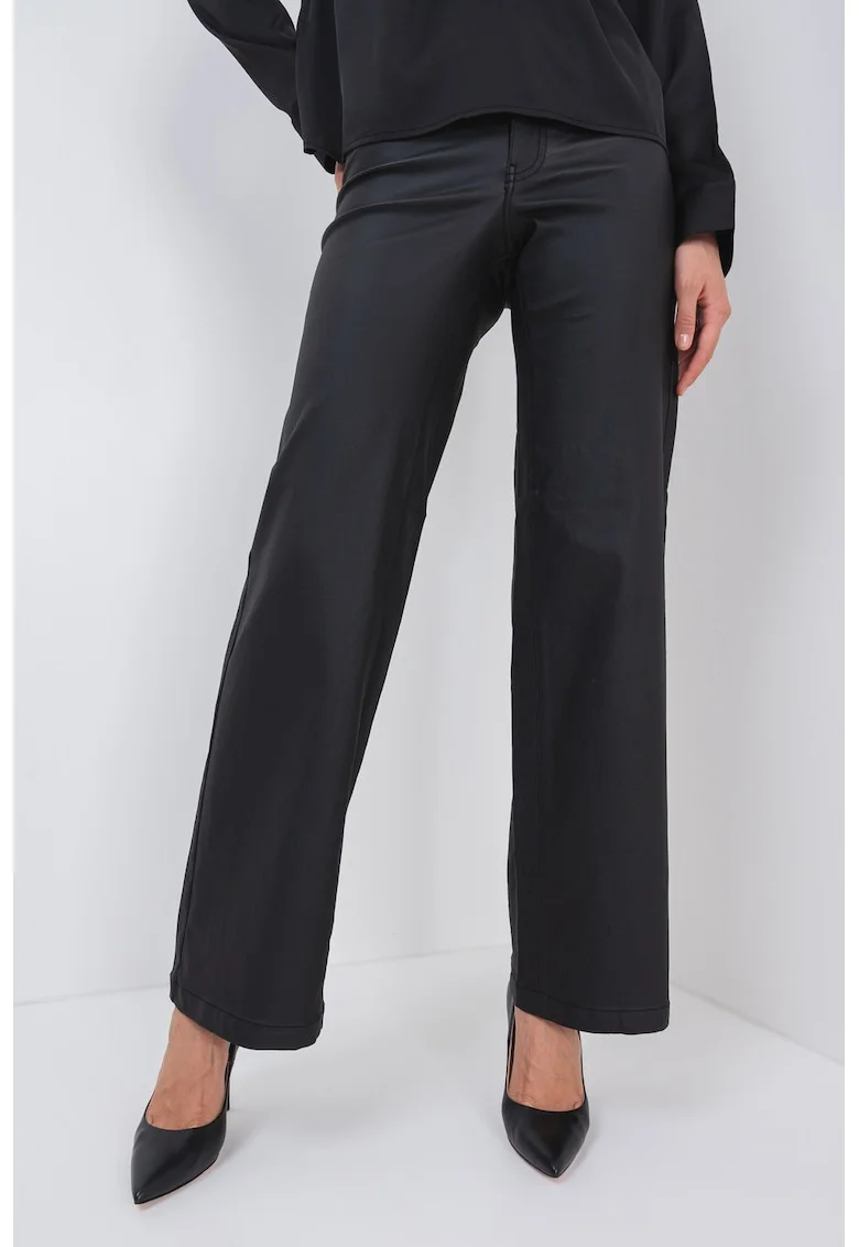 Pantaloni peliculizati cu croiala evazata Thunder, Negru