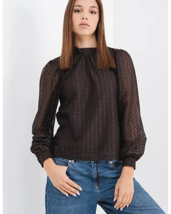 Bluza cu maneci bufante, Maro inchis