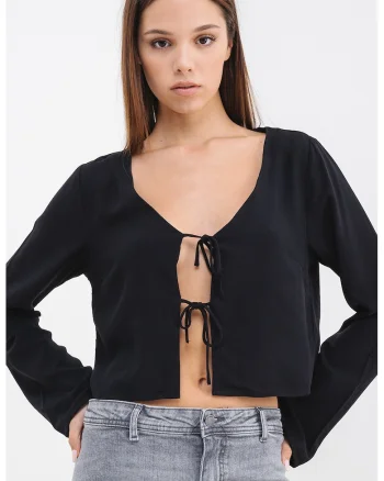 Bluza cu prinderi frontale, Negru