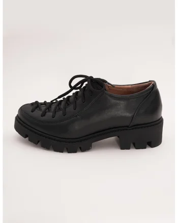 Pantofi de piele cu sireturi, Negru