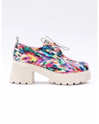 Pantofi de piele cu platforma, Multicolor