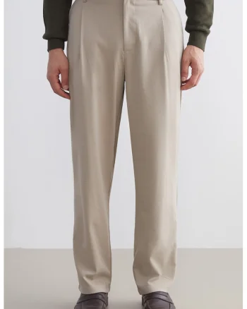 Pantaloni uni regular fit, Maro nisip