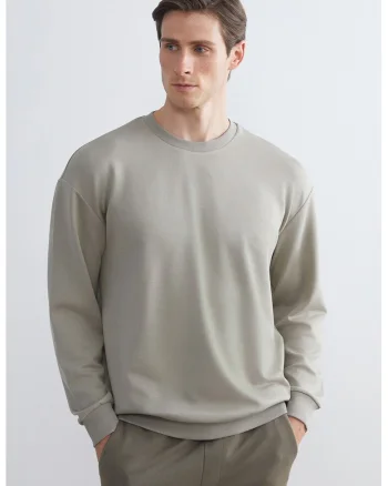Bluza de trening uni cu maneci cazute, Gri deschis